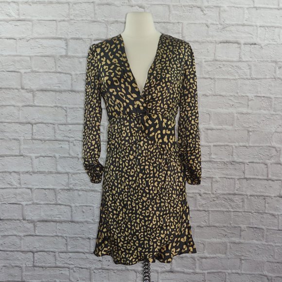 Rixo Lilly Leopard Print Silk Mini Dress Small - Picture 2 of 12